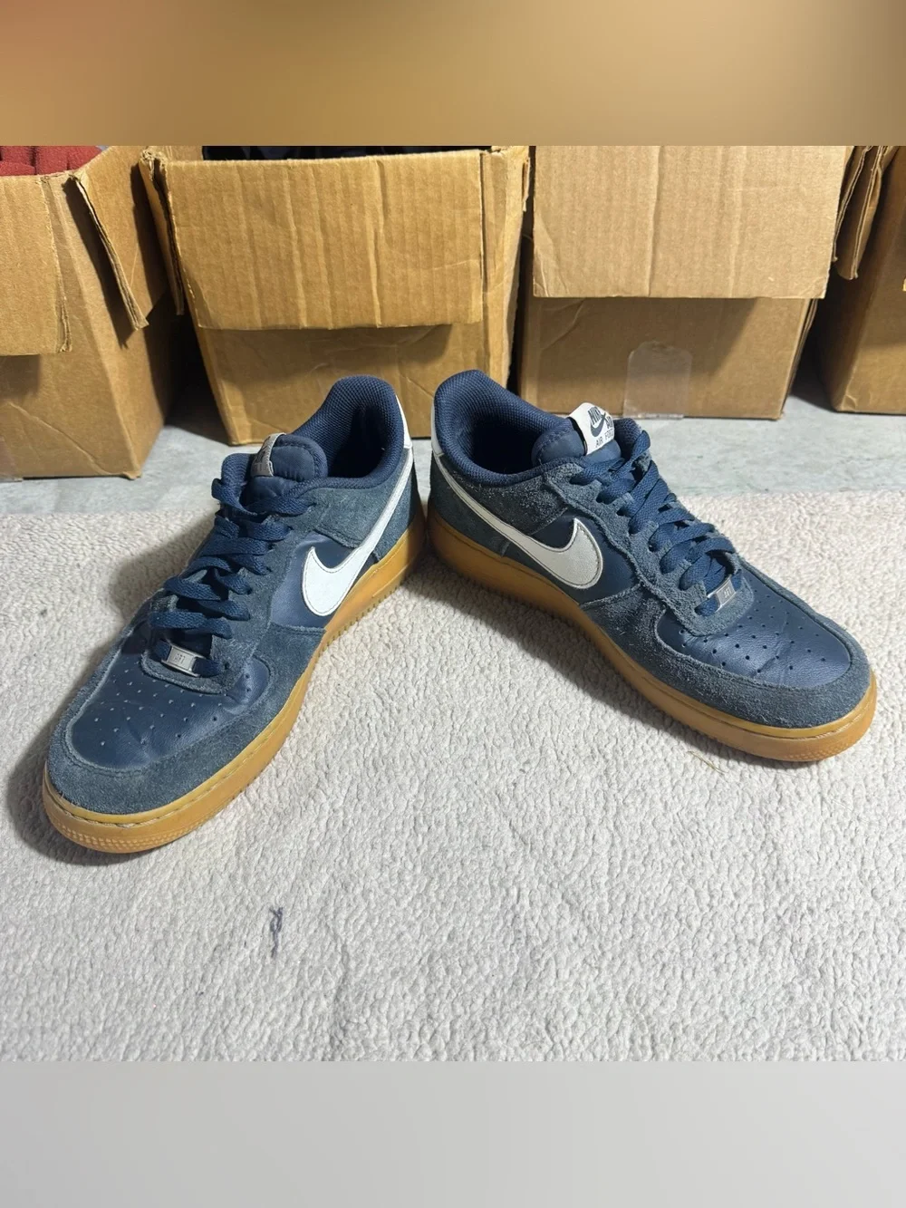 Nike Air Force 1 Shoes Mens 9.5 07 LV8 Armory Navy Summit White Lace Up Sneakers